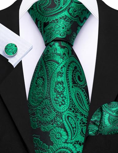 Image of Barry.Wang Men 6PCS Tie Silk Gift Necktie Clip Woven Tie Sets Party