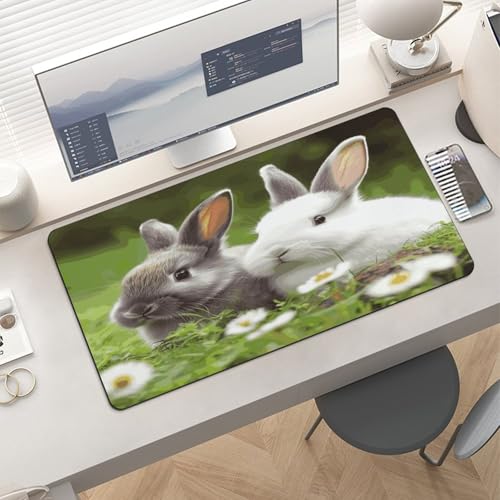 Two Little Cute Rabbits Desk Pad con Base de Goma miniatura 6