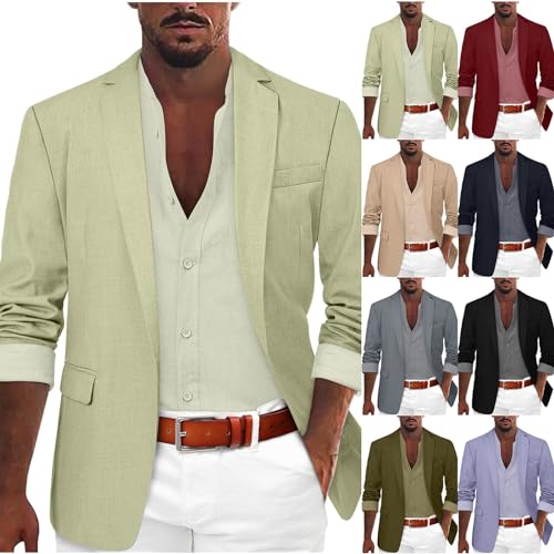 GOKKILRW Mens Casual Suit Jacket Lightweight Open Front Linen Tailored Blazer Business Office Stylish Suit Jackets Sport Coat2
