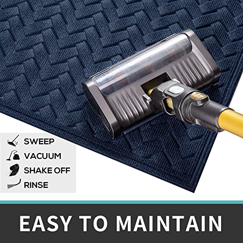 Dexi Rubber Front Door Mat Outdoor Doormat Heavy Duty Floor Rug, Waterproof Low-Profile Door Mat,17"X29", Navy Wave #TOP5