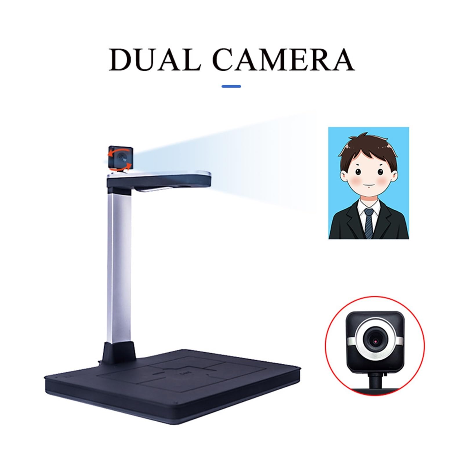 Scanner per documenti, Fotocamera for scanner di documenti for insegnare con fotografici in formato A4 HD da 10 MP for PC portatile Formazione online OCR