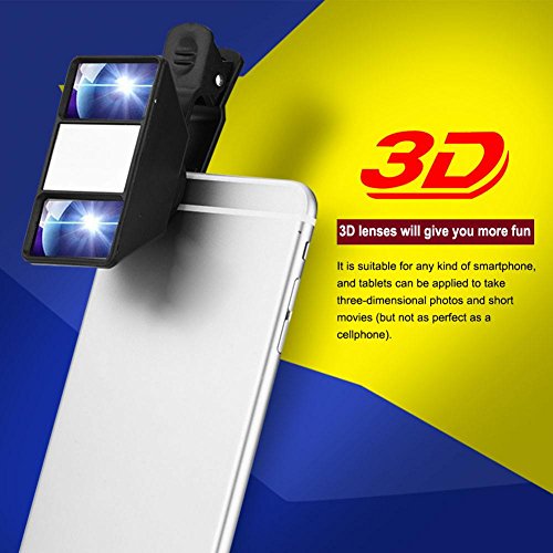 Lente de câmera 3D para celular, Mini lente universal externa portátil VR Phone Câmera estereoscópic