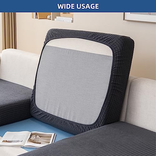 Eismodra Sofabezug L Form,Sofa Überzug 3 Sitzer,Stretch Sitzkissenbezug,Couch Überwurfdecke Sofaschoner Sofaüberwurf,Elastischer Bezug Cover für L-Form,Dunkelgrau,Chaiselongue(1 Stück)