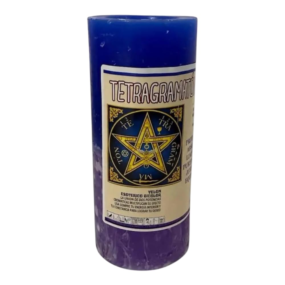 HOSTENATURA Candles and Aromas | Tetragrammaton Candle with Essential Oils 14x6cm | Protection, Cleansing and Spiritual Purification | Esoteric Ritual Candle