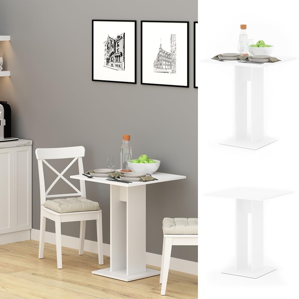 Vicco Tavolo da pranzo Repose, Bianco, 65 x 65 cm, adatto come tavolo singolo salvaspazio per ambienti di piccole dimensioni