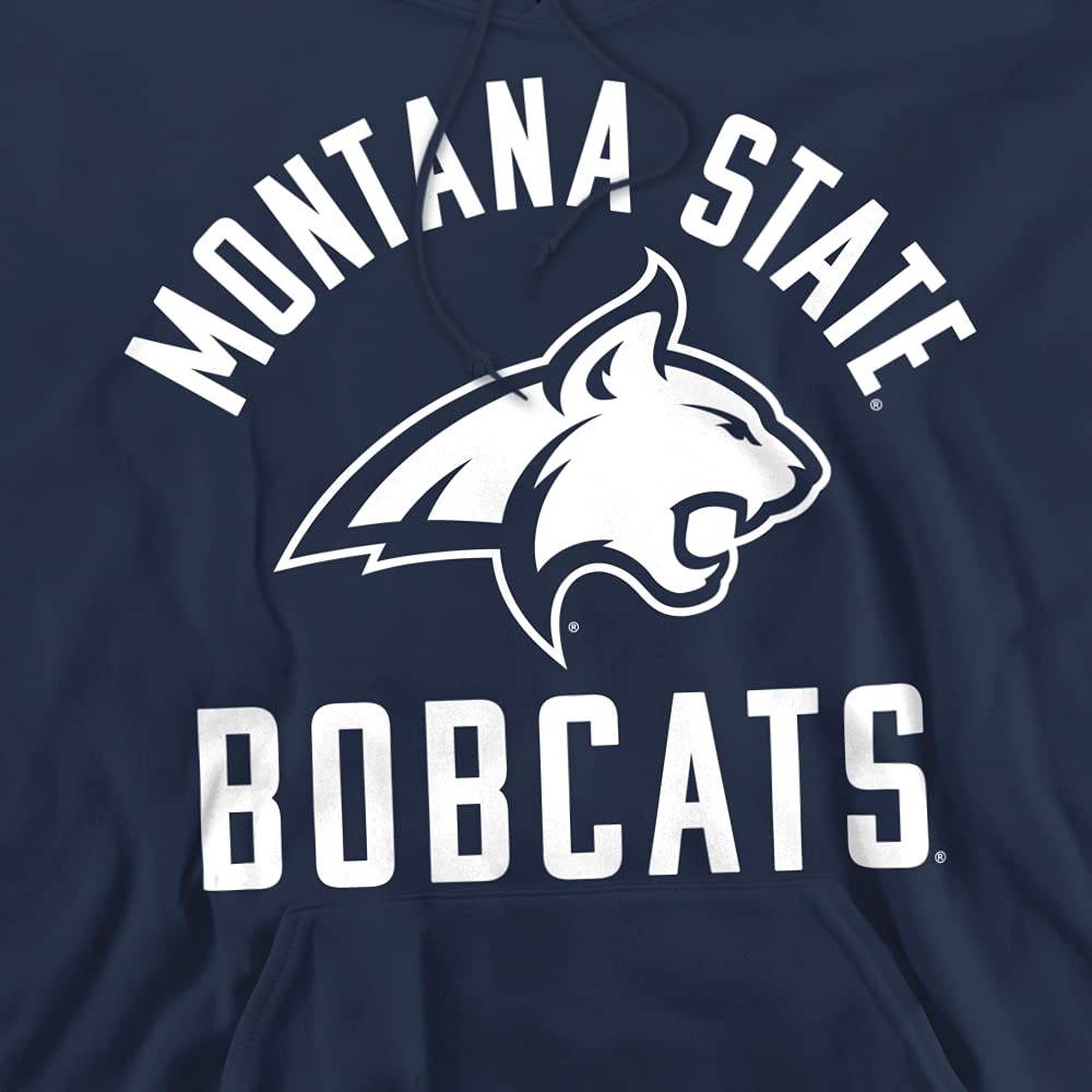 Montana State University Official One Color MSU Bobcats Logo Unisex Adult Pull-Over Hoodie,Navy, Large