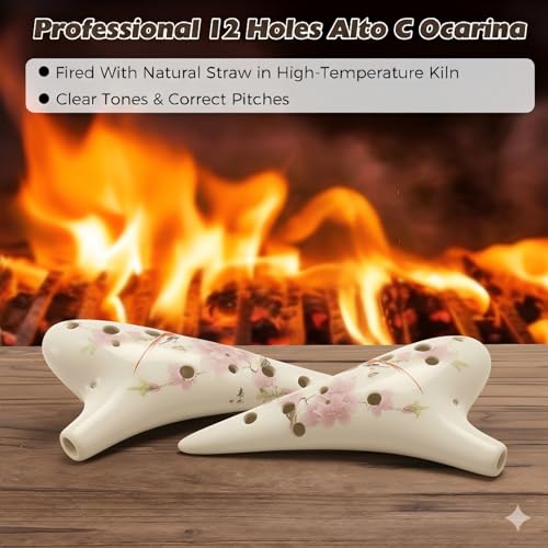 Image of OcarinaWind inchBird Love Flower inch 12 Hole Ceramic Ocarina,Hand Painting