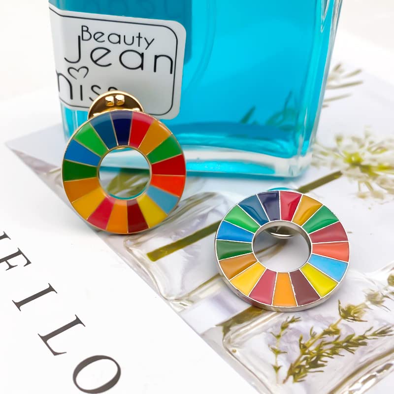 Image of BaronHong Sustainable Development Goals Brooch,United Nations SDGs Pin Badge,Rainbow Lapel Pin,Enamel Pin Decoration