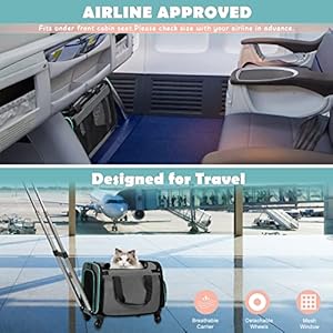 Rolling Pet Carrier with Wheels, Foldable Airline Approved Dog Carriers for Small Dogs and Cats, Cat Carrier on Wheels, Pet Travel Carrier for Flight Camping Outdoor Rolling Pet Carrier with Wheels Foldable Airline Approved Dog Carriers for Small Dogs and Cats Cat Carrier on Wheels Pet Travel Carrier for Flight Camping Outdoor
