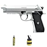 Ecommur. HFC HG 126 argento | Pistola a gas con sfera Airsoft 6 mm + bombola di Green Gas + caricatore 1000 0,12 g. (Potenza: 0,5 joule)
