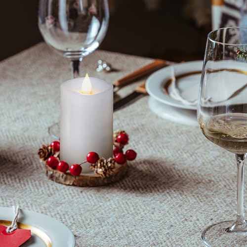 Image of 1PCS, 3 x 5 inches Flameless Candle with Remote Control, Real Wax Pillar LED Candles, Battery Candles,with Timer, 3D Flickering Wick,for Holiday Home Decor,White