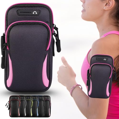 Braçadeira Esportiva Premium Suporte Braço Celular - Ideal para Treino Corrida Ciclismo (Rosa)