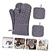 ABOOFAN 4pcs Cotton Oven Mitts Heat Resistant Pad Kitchen Baking Tools Mittens for Cooking Grilling Easy to Clean