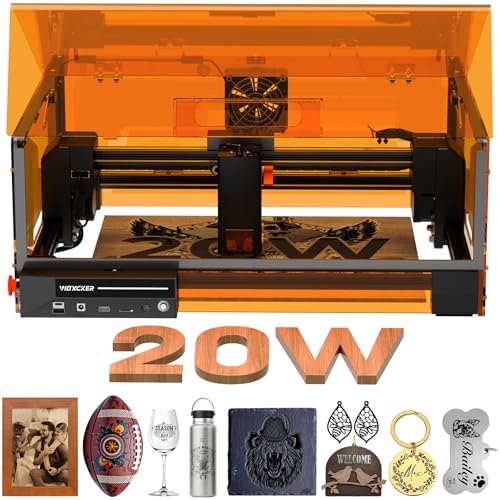 Laser Cutter and Engraver Machine, 20W Woxcker L2 MAX 0.01 High Precision 300x300mm Bed Size Laser Engraving Machine for Wood Metal Glass Leather Acrylic Class 1 laser Outpu: 20000 mW