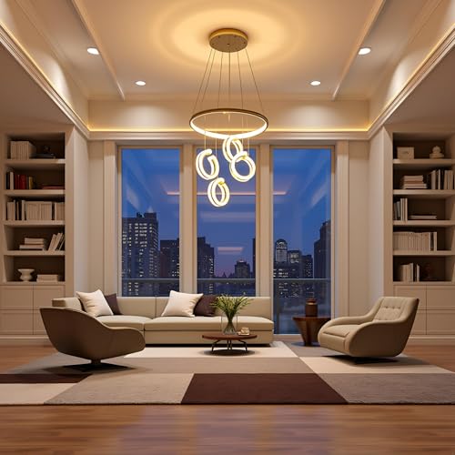 Image of LED Chandelier Lights for Ceiling Living Room, Chandeliers for Living Room Modern, Jhoomer for Hall Ceiling, Hanging Light for Home Decoration (CH53)