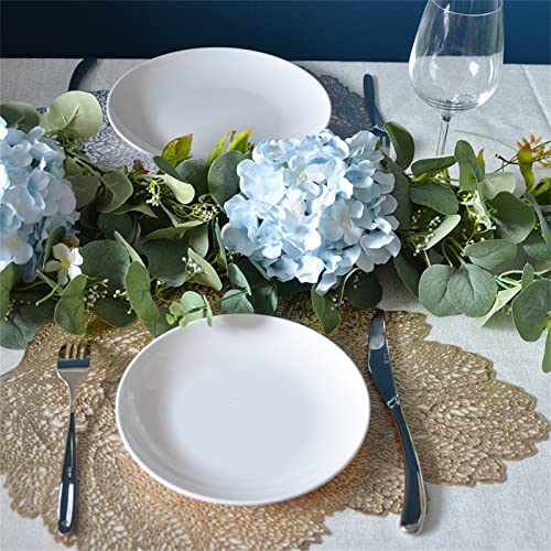 10 pcs Hydrangea Artificial Flowers, Silk Artificial Hydrangea Head with Stem Hydrangea for Bridal Wedding Baby Shower Home Party Decoration (Lake Blue) image 3