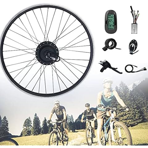 CHEMYO 48V 1000W/1500W Electric bike conversion kit front Wheel Brushless Gearless Hub Motor, E-bike Motor Wheel With Display,20in/24in/26in/27.5in/28in/29in/700C front Wheel,27.5in-1000w Cover