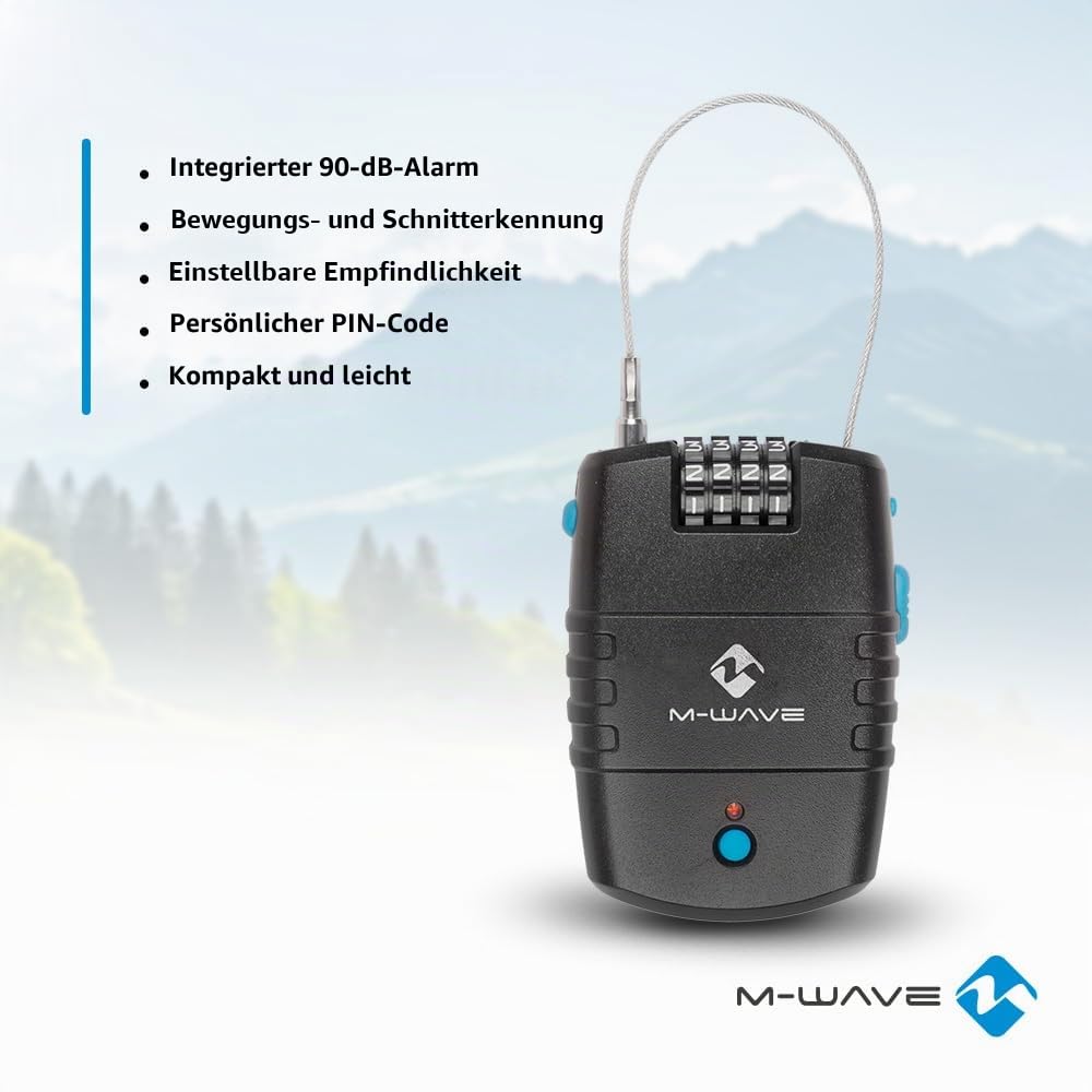 Alarmschloss, leichtes Fahrradschloss mit Alarmfunktion, Fahrrad Alarmanlage, LOCK'N'ROLL ALARM von M-WAVE Sport & Freizeit