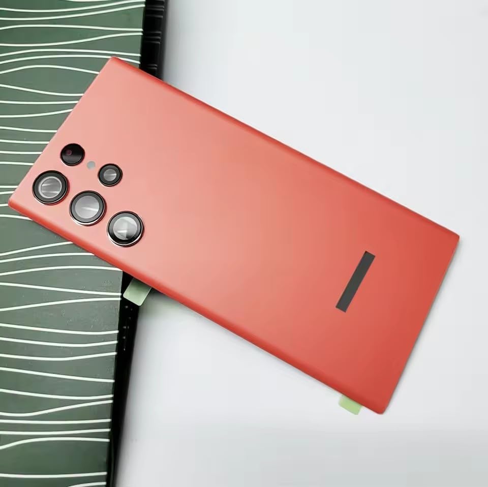 SHOWGOOD Back Cover for Samsung Galaxy S22 Ultra, Rear Glass Housing Cover, Battery Door, Camera Cover Lens, Adhesive ﻿ (Black)