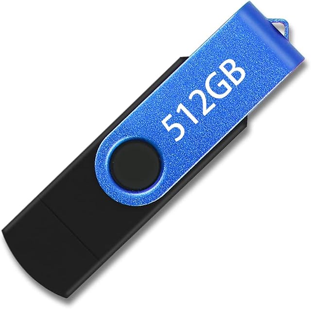 USB Flash Drive 3.0 512GB, Portable Thumb Drives USB 3.0 Memory Stick, Large Storage USB 3.0 Drive, High-Speed Jump Drive, Swivel Design Zip Drive for PC/Laptop/TV/Car