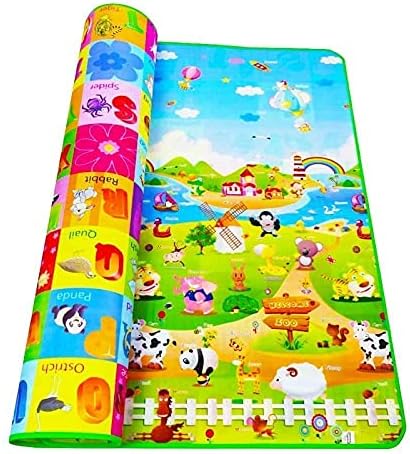 Large Waterproof Double-Sided Baby Play Mat, Soft Foam Crawling Floor Mat for Infants & Toddlers, Foldable Anti-Slip Play mat for Home, Picnic & Travel(Small)(1Pcs)