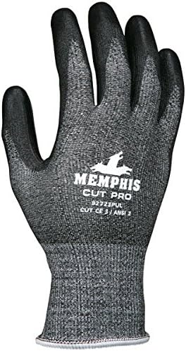 Memphis 92723PUXL Cut Pro Salt & Pepper Shell Blk Coated Gloves Size XL(12 Pair)
