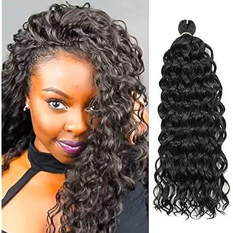 Ocean Wave Crochet Hair 18 Inch Hawaii Curl Braiding Hair,Goddess Locs Crochet Hair,Boho Braid For Black Women Hair Extensions (1B, 18 Inch) Cover