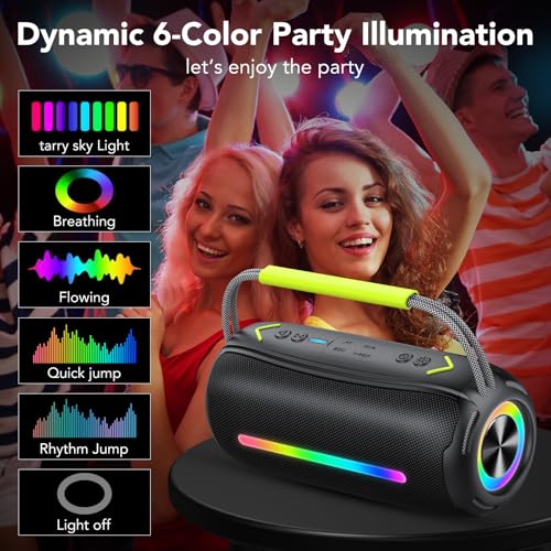 Image of aowoka Bluetooth Speaker Portable Wireless Bluetooth Speakers with 40W HD Stereo Sound, BT 5.4 TWS Pairing, IPX7 Waterproof, 30H Battery Life with Led Light for Outdoor /Party /Sport /Travel /Gifts