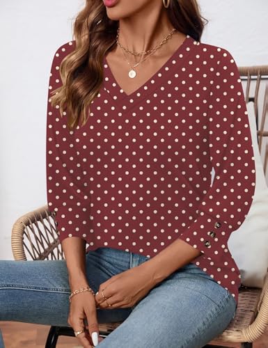 Ivicoer 3/4 Length Sleeve Womens Tops with Buttons V Neck Business Work Shirts Dressy Casual Blouses Summer Outfits Loose Fit4