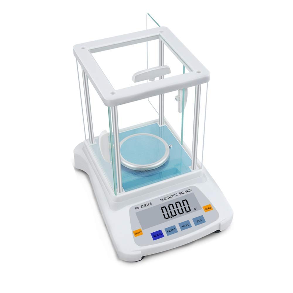 Waga elektroniczna 0.001g, precyzyjna waga do analizy laboratoryjnej, 8 jednostek z wyświetlaczem LCD, szklana szyba przednia, waga platformy przemysłowej wagi biżuterii, funkcja drukowania i sztuk