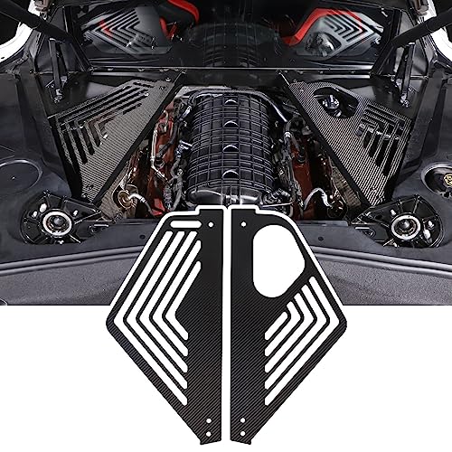 Image of TOYCIDFG Engine Bay Panel Cover Compatible with C8 Corvette 2020-2026, Left Right Splash Shield Case Guard Carbon Fiber Engine Bay Accessories (Matte Black)
