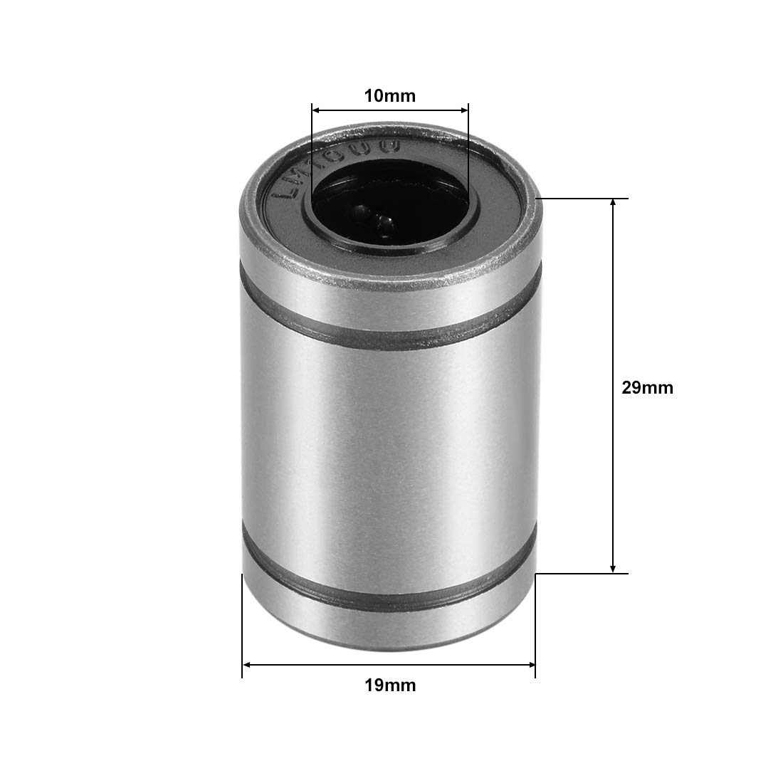 uxcell LM10UU Linear Ball Bearings 10mm Bore 19mm OD 29mm Long for CNC Machine 3D Printer 4pcs — Amazon image 2