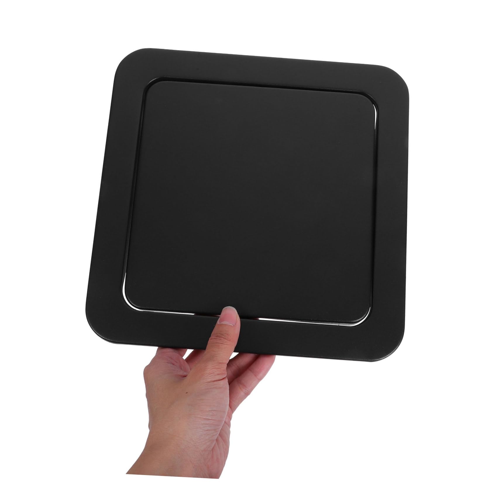 Tapa de Bote de Basura Empotrada Redonda de Acero Inoxidable Negro | Apertura Máxima de 22cm, Diseño Abatible Giratorio, Uso para Encimera y Espacios del Hogar