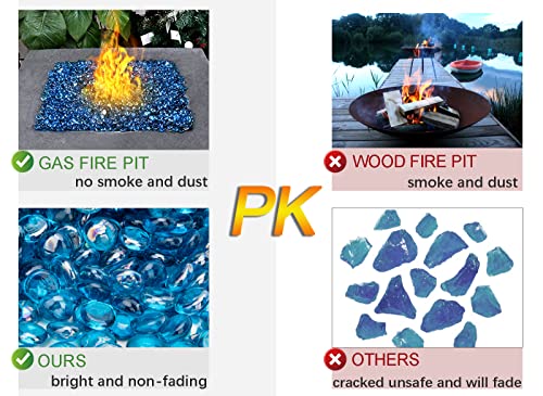 1/2 - 3/4 Inch Fire Pit Glass Beads For Propane Fire Pit-10 Pound Fire Glass Beads For Indoors Fireplace Or Outdoors Lanscaping, Garden, Blue Glass Rocks For Fire Pit Table #TOP6