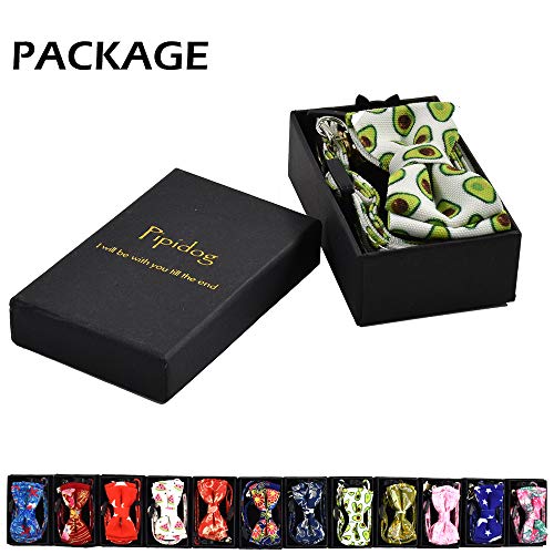 Image of Cat Collar Breakaway with Bell and Accessories, Printing Kitten Collar Bowtie for Kitty 10 Colors Adjustable 7.5-11in (Avocado)