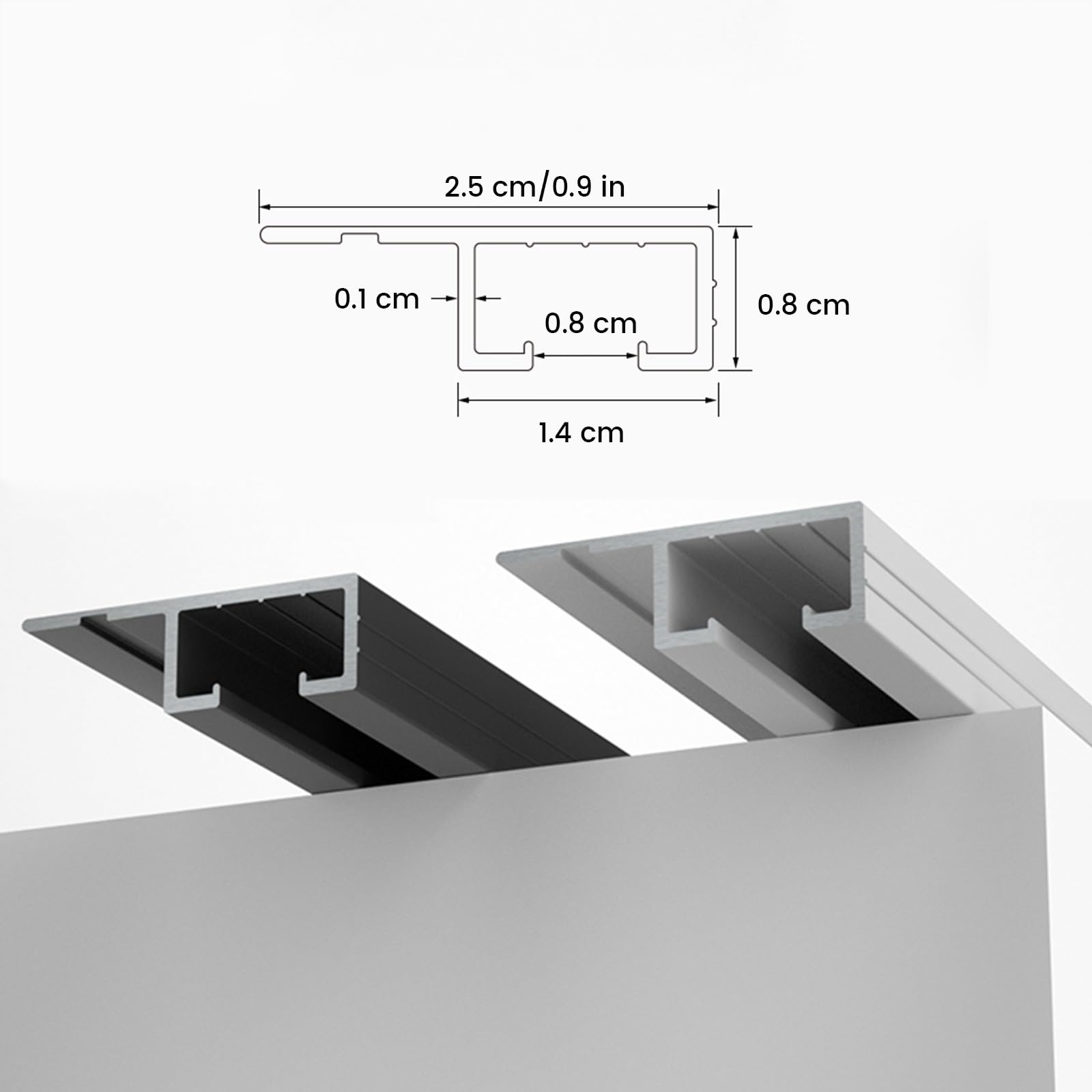 Cichy aluminiowy system szyn do zasłon, drążek przesuwny do sypialni, salonu, kuchni, łazienki, szafy, czarny, 1,10 m, regulowany drążek do zasłon