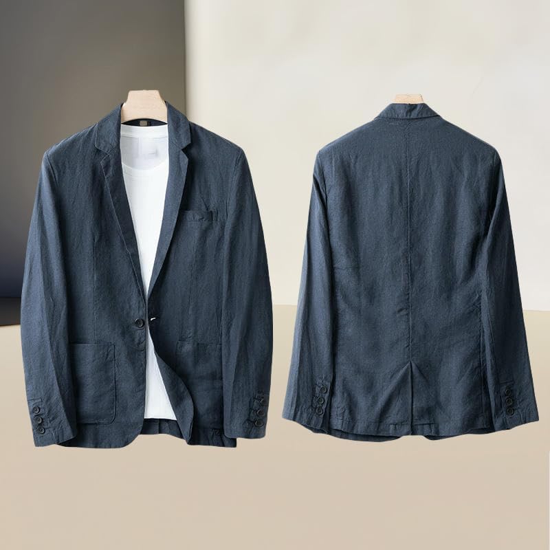 Men's Loose Fit Casual Linen Blazer Jacket One Button