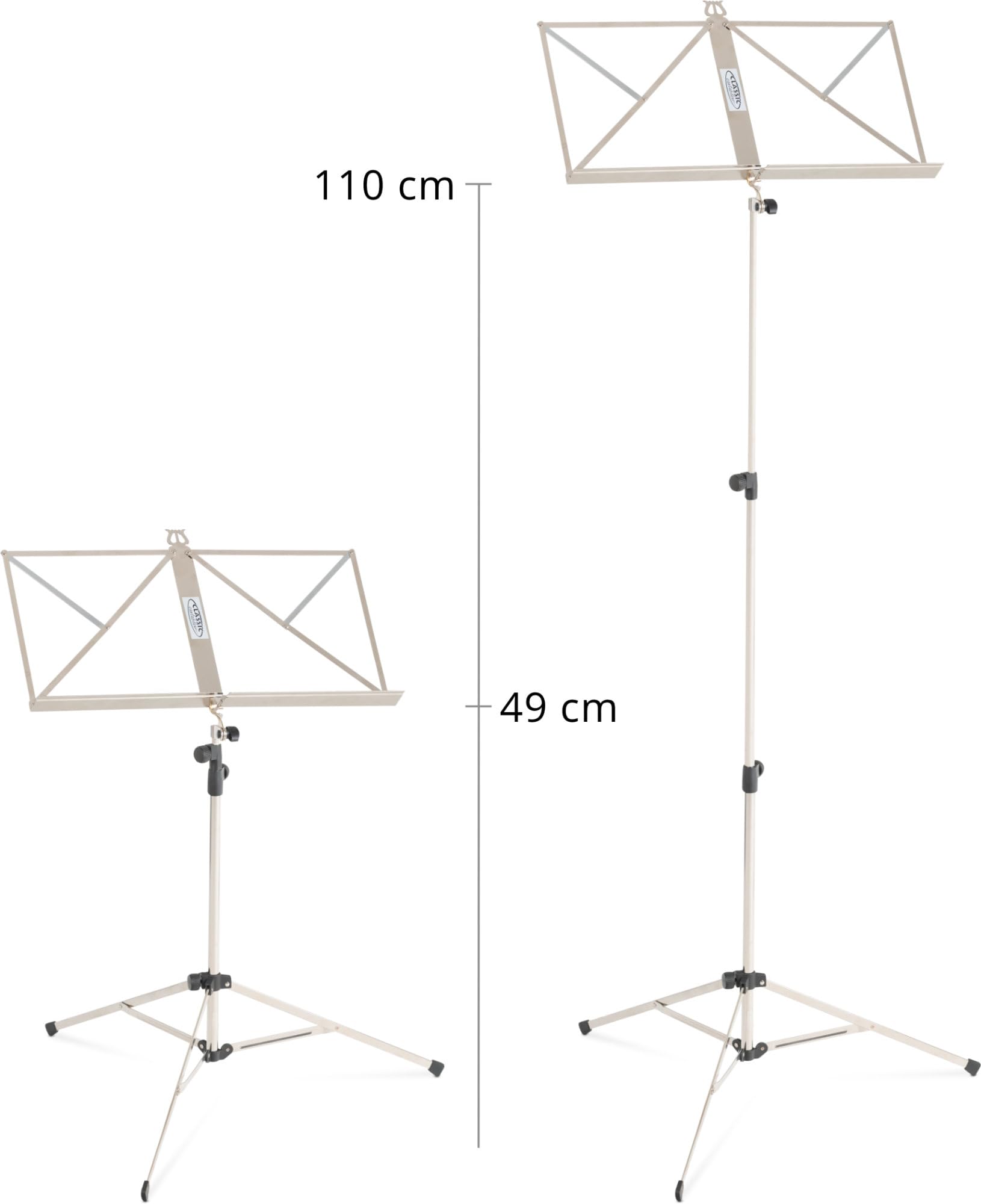 Classic Cantabile 90 Atril De Partituras Medio Níquel Juego De 3, Niquelado | Atril ligero, Resistente a arañazos y golpes, Resistente a la corrosión y por tanto muy duradero, Peso: 1, 15 kg, 3 x Atriles