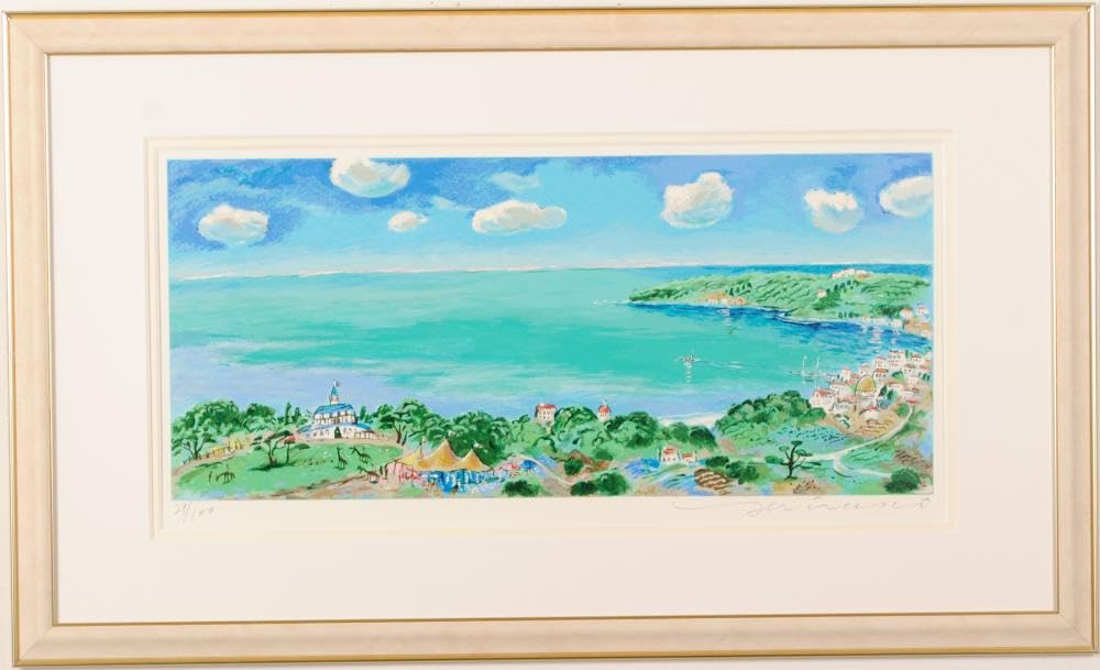 Amazon.co.jp: 平野琳人 草競馬の日 海 絵画 風景画 インテリア シルク