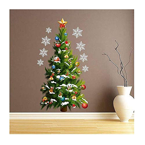 Aeromdale Stickers muraux Sapin de Noël Stickers muraux flocon de neige, peintures murales murales pour salon chambre chambre d'enfant décalcomanies de Noël, pack de 2 objets de bureau présents