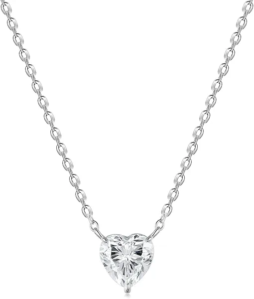 EAMTI 925 Sterling Silver Necklace for Women Cubic Zirconia Circle CZ Pendant Necklace Dainty Minimalist Jewelry Gifts for Women Extenders with Lobster Clasp Gifts for Women Anniversary Day