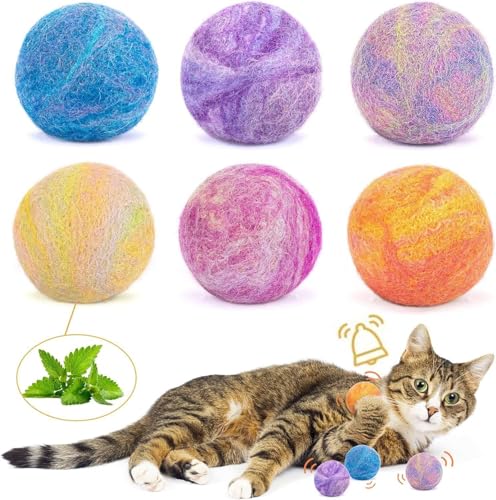 Retro-Shaw-Catnip-Balls-with-Bell-Inside-6-Pcs-Interactive-Catnip-Silvervine-Cat-Toys-Durable-Wool-Balls-for-Indoor-Cats-Kitten-Teething-Toys-Natural-Catnip-Toys-for-Bored-Cats Retro Shaw Catnip Balls with Bell Inside - 6 Pcs Interactive Catnip & Silvervine Cat Toys, Durable Wool Balls for Indoor Cats, Kitten Teething Toys, Natural Catnip Toys for Bored Cats - Image 1