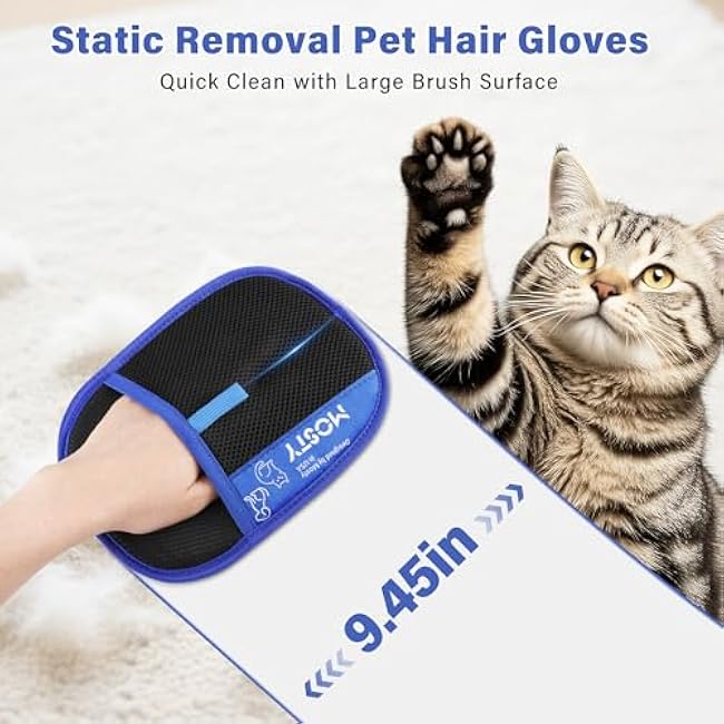 Pet Hair Removal Glove,Double Sided Electrostatic, Reusable Cat & Dog Hair Remover Mitt for Furniture, Couch, Carpet, Car Seat, Quick Cleaning Grooming Glove,1Pcs-vg7uXlFw