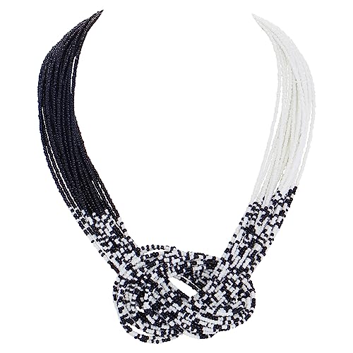 Bocar Statement Beaded Multilayer Chunky Bib Knot Necklace for Women (NK-10316)