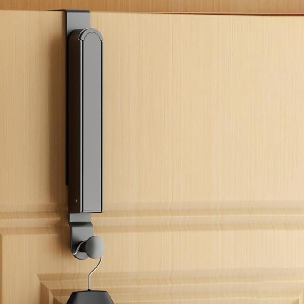 Tendedero plegable de aleación de aluminio para colgar sobre la puerta con barra extensible, plegable y portátil para el baño