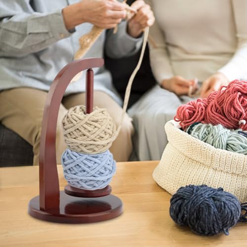 Image of Yarn Holder for Knitting and Crocheting,Wooden Yarn Spinner for Crocheting(Edition:Round Chassis)