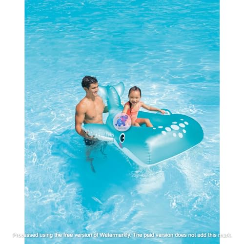 Image of Ride-On Air Inflatable Swimming Pool Float| Children Safety Rider Tube Float for Water Fun |Floater Raft Lounger Pool Mattress for Kids & Adults with Handles (Age 3+) (Blue Whale)