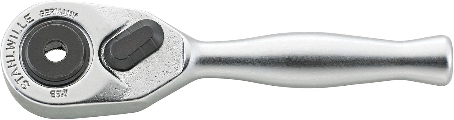 Stahlwille 11133030 Mini Reversible bit ratchet No. 418B, Fine Tooth, 80 teeth, 1/4 inch Internal Hex Drive, with Steel Handle, Length 90mm, Made in Germany