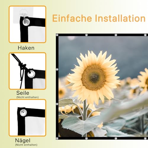 Pantalla de Proyección de 120 Pulgadas,Pantalla de Cine Portátil para Exteriores,Pantalla de Proyección Plegable Antiarrugas de Doble Cara para el Hogar,el Aula - imagen 2