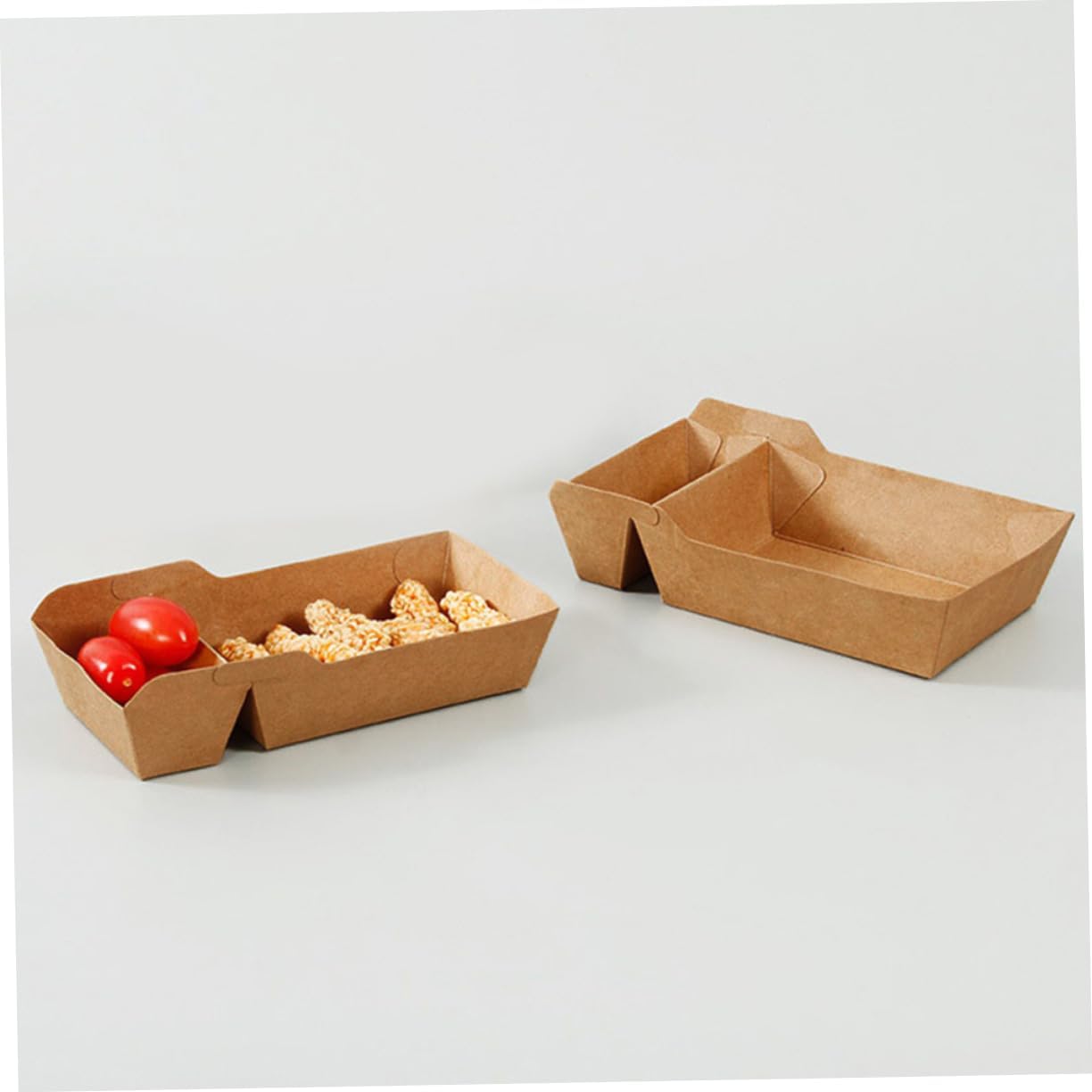 Ciieeo 100pcs Paper Snack Boxes for Fried Food Takeout Containers for Parties Convenient Dual-compartment Design for Treats for Events and Gatherings